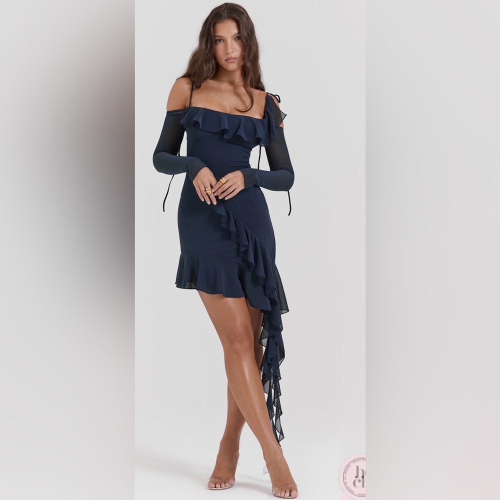 House of CB Kiki Navy long sleeves Off-Shoulder Dress